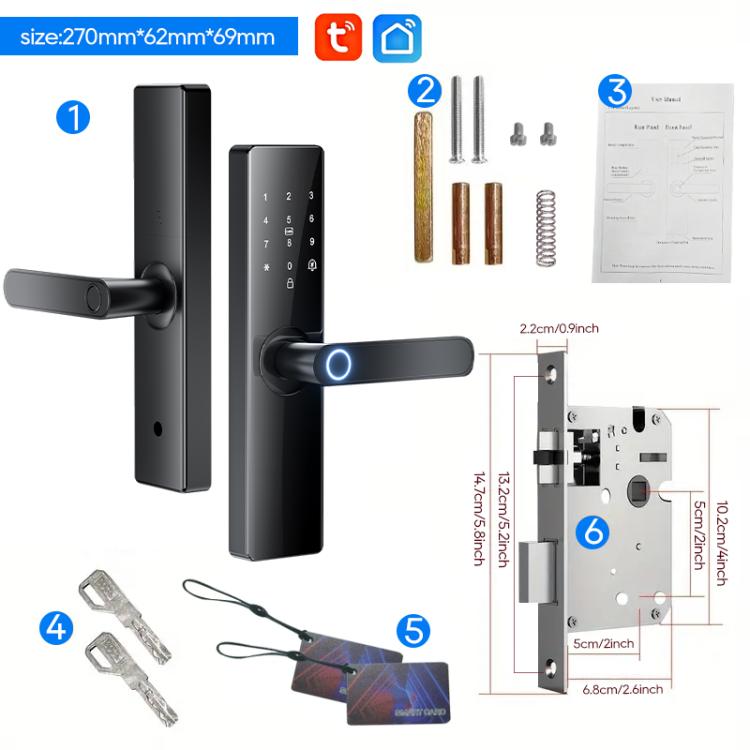 Z17 Tuya Smart WiFi Electronic Fingerprint Password Door Lock, 14.7cm, 16cm, 17cm, 18cm Z17 Tuya Smart WiFi Electronic Fingerprint Password Door Lock, 14.7cm, 16cm, 17cm, 18cm